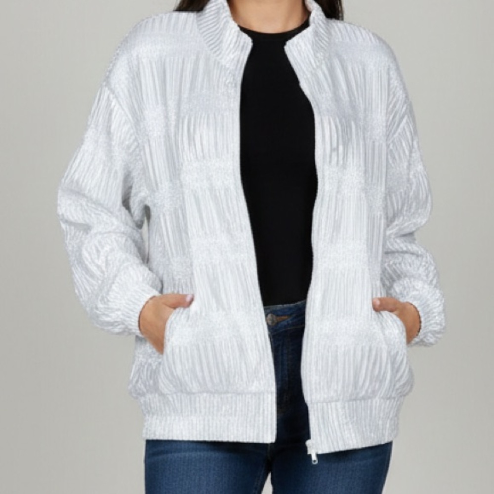 Valentina Metallic Silver Windbreaker Puffy Jacket size L
